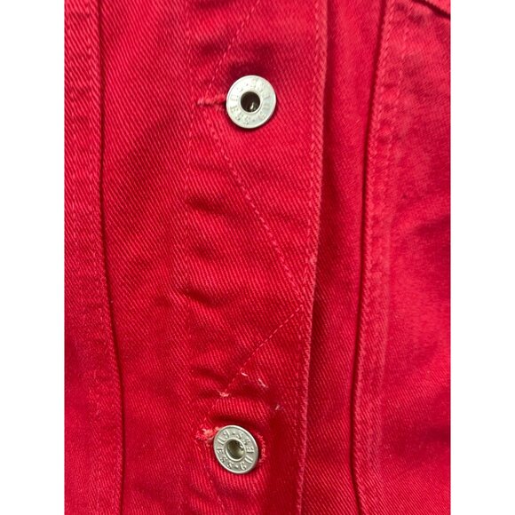Vintage Guess Jeans Women's Button Down Red Denim Jean Jacket Sz M - Picture 7 of 13